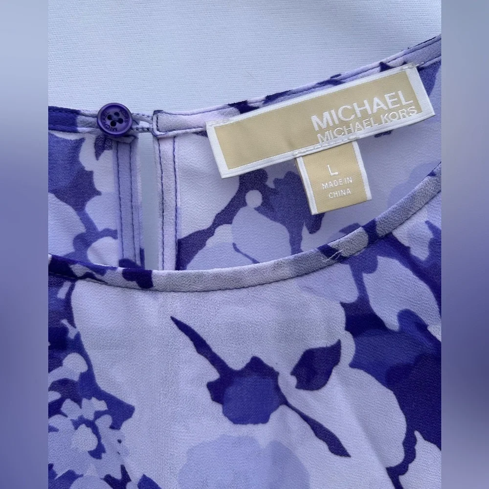 Women's Michael Kors Bell Sleeve Floral Blouse Amethyst size L